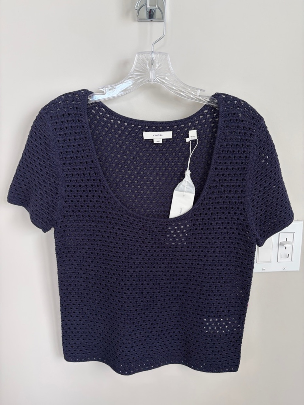 Navy blue designer knit sweater